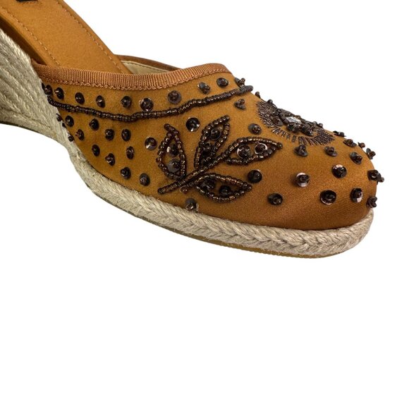 Style & Co. Kimba High Heel Wedge Espadrille Sandals Brown Floral Size 10M - Picture 9 of 13